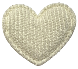 Applicatie hart rib crème 35x30 mm, per stuk