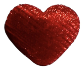 Fluweel hartje met spiegeltje op achterzijde 15x18 mm, rood
