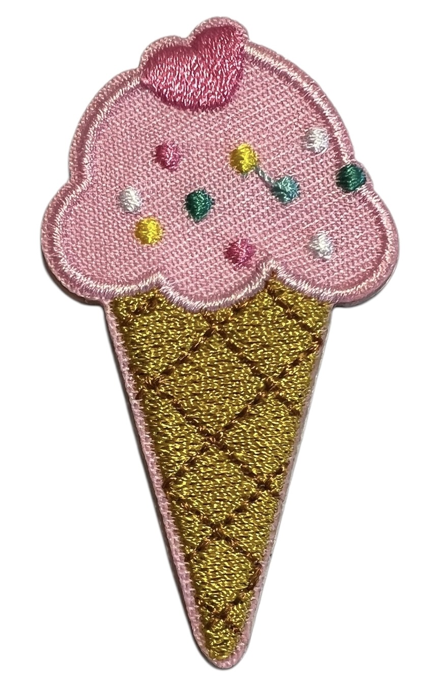 Applicatie ijsje roze met spikkels, 36x68 mm