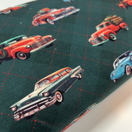 French Terry tricot: Kerst oldtimers, per 25 cm