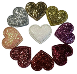 Hartje glitters 22x20 mm zilver