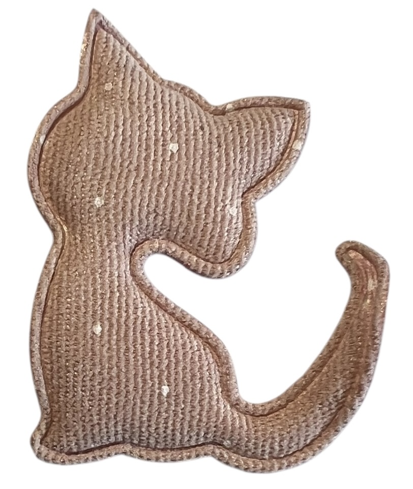 Applicatie poes oudroze met kleine witte stipjes 46x35mm