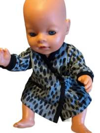 Overslag jurkje oudblauw met zwarte stip babyborn pop 43 cm