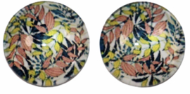 Glas flatback cabochon 12mm tropical leaves, per 2 stuks