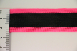 'Broek' streep: zwart-neon roze +/-25mm, per 0,5 meter
