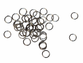 Ringetjes 7 mm donker-zilver met opening, per 10 stuks