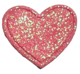 Glitter hartje 20 mm roze