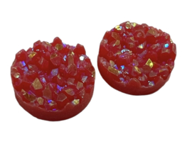 Flatback rondjes shiny rood 10 mm, per paar