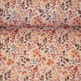 Rib-tricot: Mia bloemetjes natuurtinten (Swafing), per 25 cm