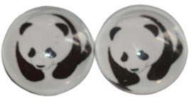 12 mm glascabochon panda per 2 stuks