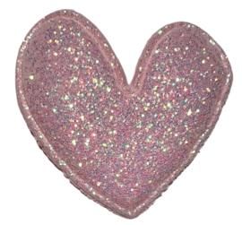 Applicatie glitter hart lichtroze 47 mm, per stuk