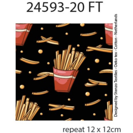 French Terry tricot (digitale print): Flying French Fries, per 25 cm