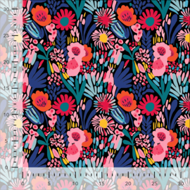 Katoen tricot: Multicolor flowers (Stenzo), per 25 cm