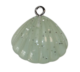 Schelp met zilver glittertjes, mint