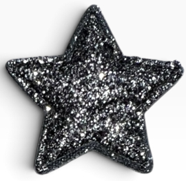 Applicatie glitter donker zilveren ster 33 mm