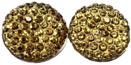 Flatback rondje 12mm shiny goud, per 2 stuks