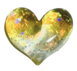 Flatback glitter hart geel 16x20 mm