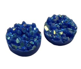 Flatback rondjes shiny blauw 10 mm, per paar