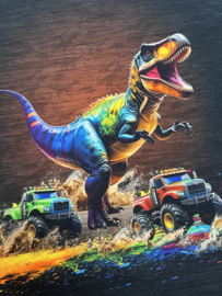 Panel French terry tricot: Electric dino's 75x150 cm Stenzo