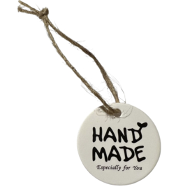 Handmade kaartjes wit-zwart 30 mm, per 10 stuks