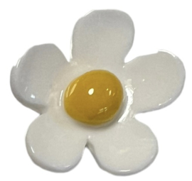 Flatback bloemetje 20 mm wit/geel glans