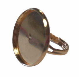 Ring dia 16 mm  kleur light gold met setting 20 mm, per stuk