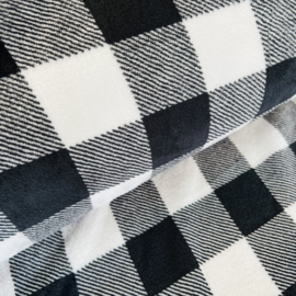 Cuddle fleece met print: Lumberjack black-white (QT) per 25 cm