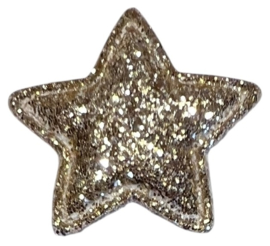 Applicatie glitter ster 22mm, licht goud
