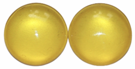Glas flatback cabochon 12mm geel per 2 stuks