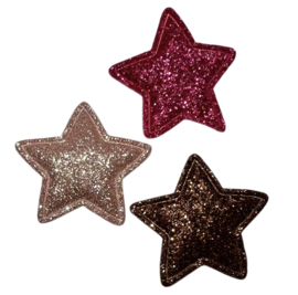 Applicatie glitter bruine ster 33 mm