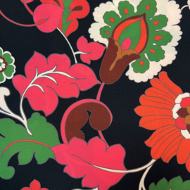 Soepele blouse stof zwart met bloemen (Editex) per 25 cm