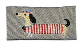 Labeltje geweven teckel grijs 20x40 mm