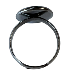 Verstelbare (kinder)ring dia 15/16 mm RVS met cabochon setting 12mm