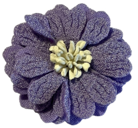 Stoffen bloem 4,5 cm lila/crème