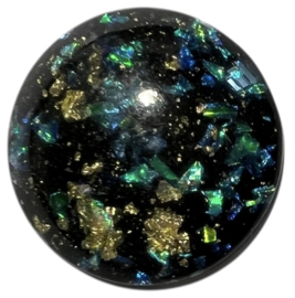 Cabochon zwart/goud/groen/blauw 25 mm