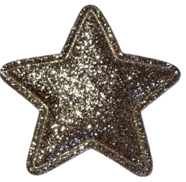 Applicatie glitter ster 40mm, licht goud