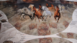 Panel digitale french Terry tricot (kids): paarden poncho 125x150 cm Stenzo