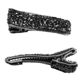 Alligator haarclipje glitter zilver 35 mm, per stuk