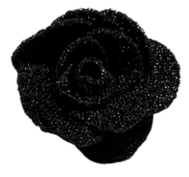 Stoffen bloem 25mm zwart