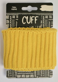 Cuff uni rib mosterdgeel 7x110 cm