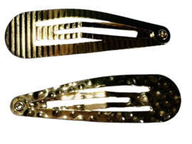 Haarclipjes 5 cm goud met ribbeltje en bobbeltje, 2 stuks