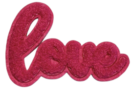 Applicatie fuchsia roze LOVE, 93x65 mm