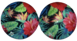 12 mm glascabochon summer flowers, per 2 stuks