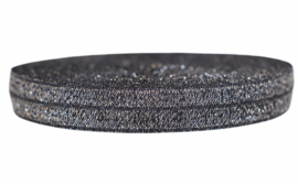 Elastisch band glitter zwart-zilver 16mm per 0,5 meter