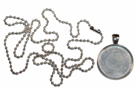 Set: setting 25 mm en bolletjesketting 70 cm zilver