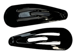 Klik-klak haarspeldje zwart glans 3 cm, per stuk