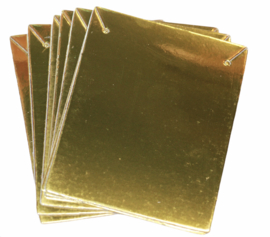 Kaartjes + zakjes verpakken kettingen glimmend goud 70x90 mm, per 10 stuks