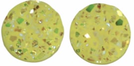 Flatback rondjes shiny neongeel 10 mm, per paar