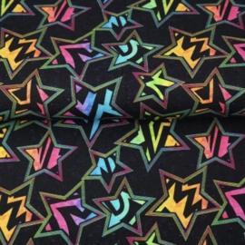 French Terry tricot digitale print : Neon stars (Stenzo) per 25 cm