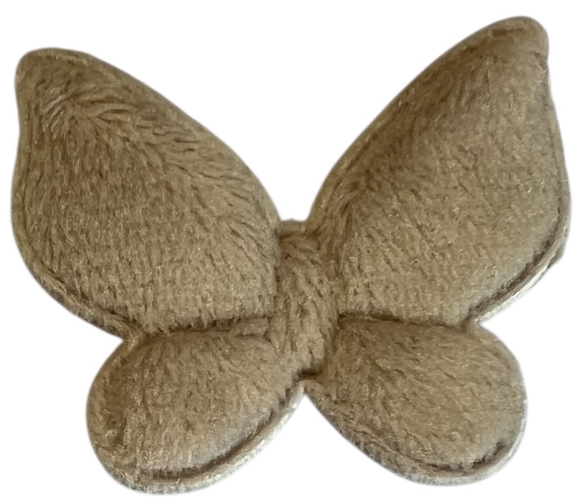 Vlinder velours beige 35x43mm